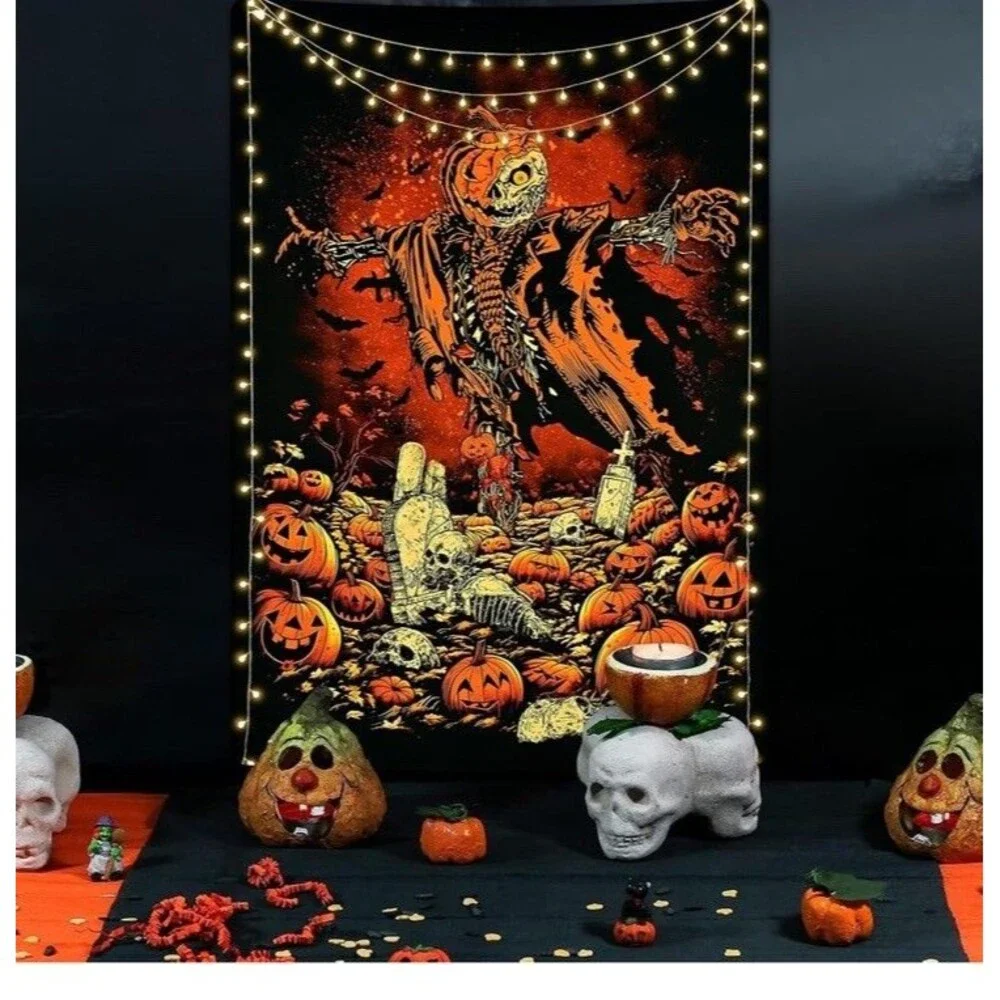 Durable Fabric Halloween Backdrop 8X6Ft Horror Cemetery Iron Gate Scary Hallowee